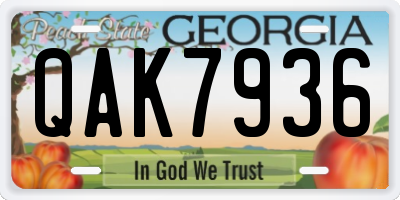 GA license plate QAK7936