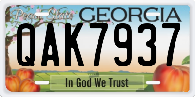 GA license plate QAK7937