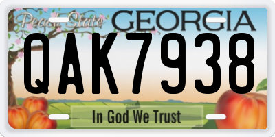GA license plate QAK7938