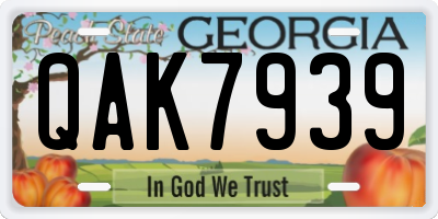 GA license plate QAK7939