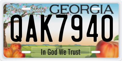 GA license plate QAK7940