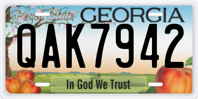 GA license plate QAK7942