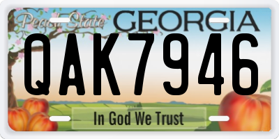 GA license plate QAK7946
