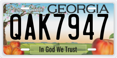 GA license plate QAK7947