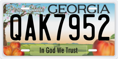GA license plate QAK7952