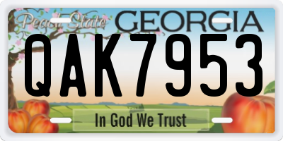GA license plate QAK7953