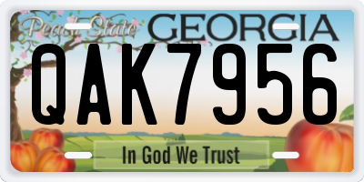 GA license plate QAK7956