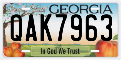 GA license plate QAK7963