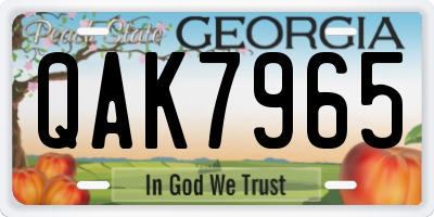 GA license plate QAK7965