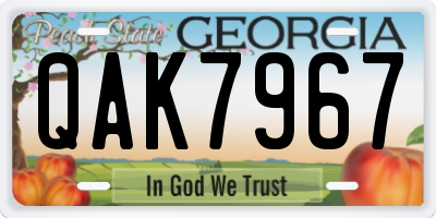 GA license plate QAK7967