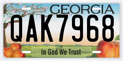 GA license plate QAK7968