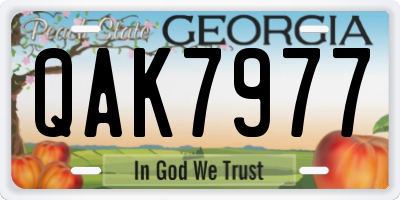 GA license plate QAK7977