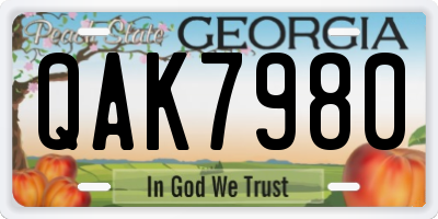 GA license plate QAK7980
