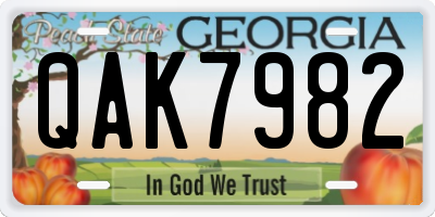 GA license plate QAK7982
