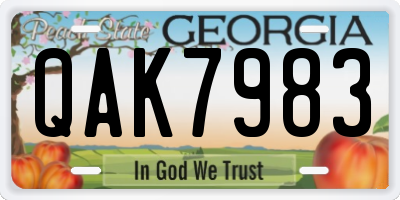 GA license plate QAK7983
