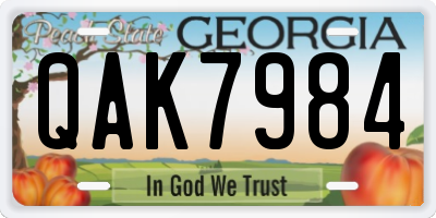GA license plate QAK7984