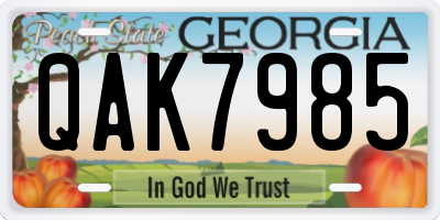 GA license plate QAK7985