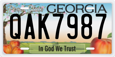 GA license plate QAK7987