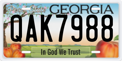 GA license plate QAK7988