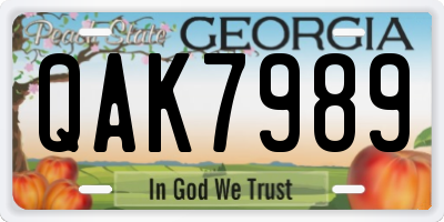 GA license plate QAK7989