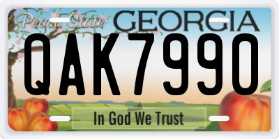 GA license plate QAK7990