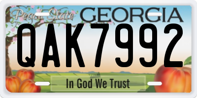GA license plate QAK7992