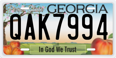 GA license plate QAK7994
