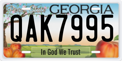GA license plate QAK7995