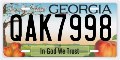 GA license plate QAK7998