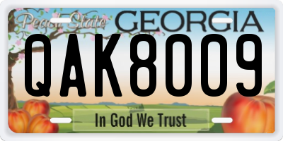 GA license plate QAK8009