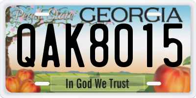 GA license plate QAK8015