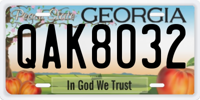 GA license plate QAK8032