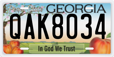 GA license plate QAK8034