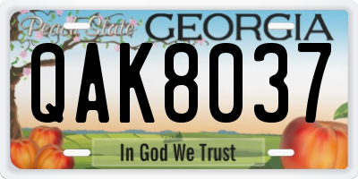 GA license plate QAK8037