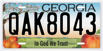 GA license plate QAK8043