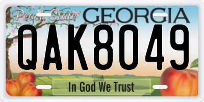 GA license plate QAK8049