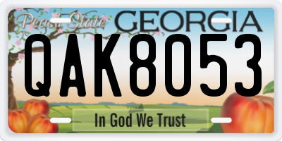 GA license plate QAK8053