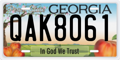 GA license plate QAK8061