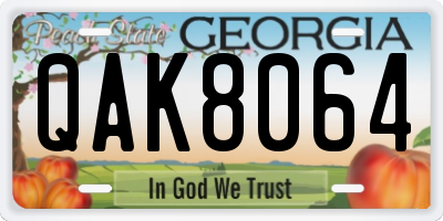 GA license plate QAK8064
