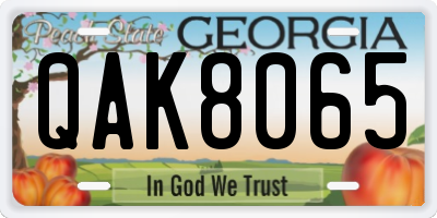 GA license plate QAK8065