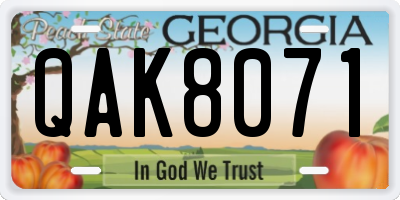 GA license plate QAK8071