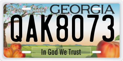 GA license plate QAK8073