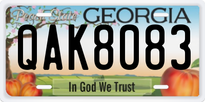 GA license plate QAK8083