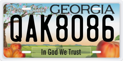 GA license plate QAK8086