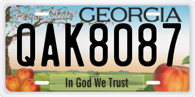 GA license plate QAK8087