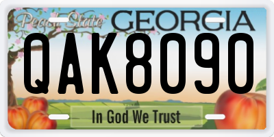 GA license plate QAK8090