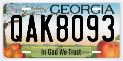 GA license plate QAK8093