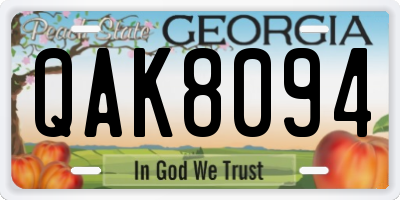 GA license plate QAK8094
