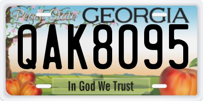 GA license plate QAK8095