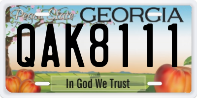 GA license plate QAK8111
